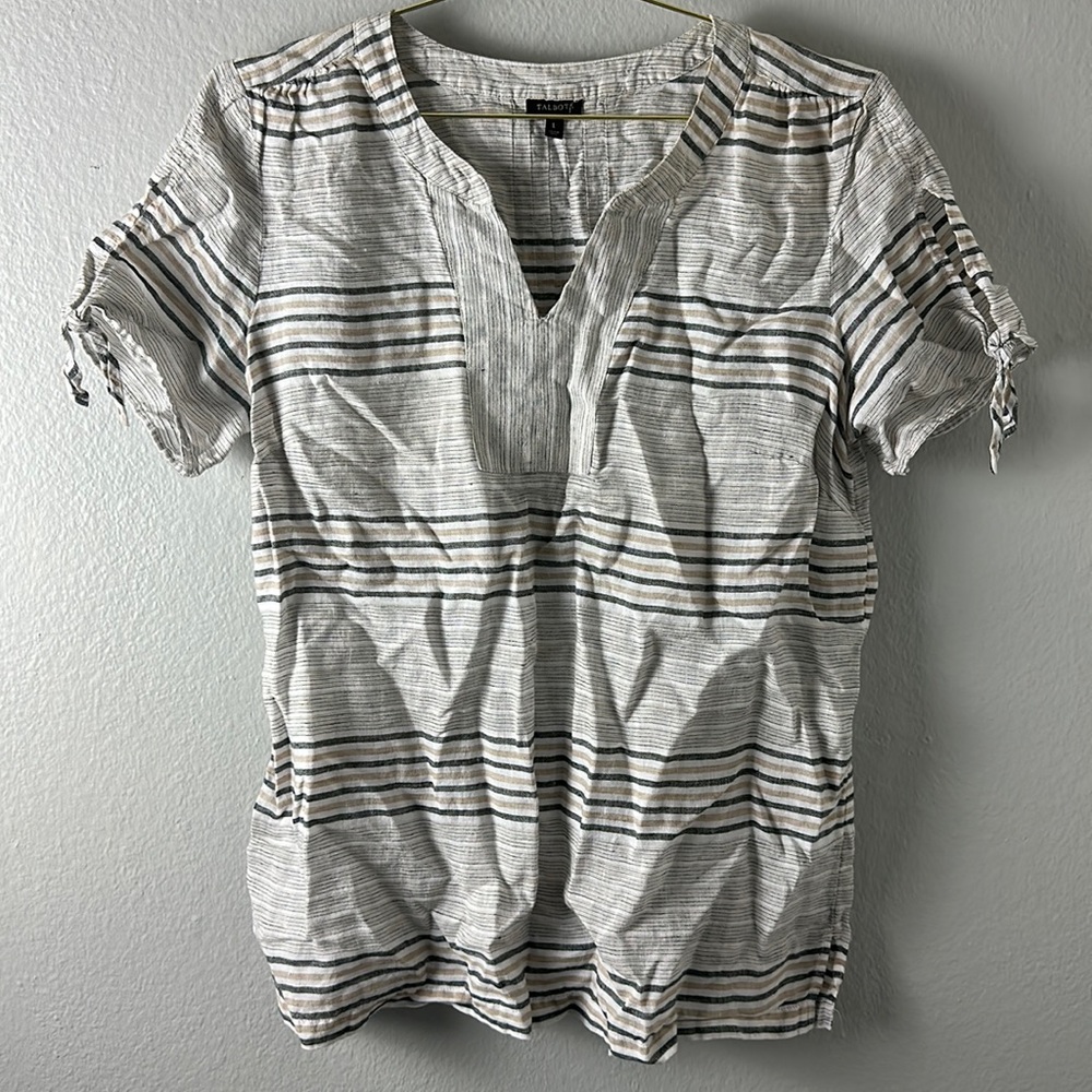 Talbot's V Neck 100% Linen Top